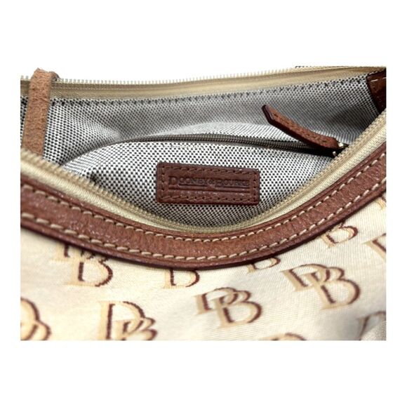 Dooney and Bourke Cream and Tan Signature Satchel Shoulder Bag - Picture 3 of 13